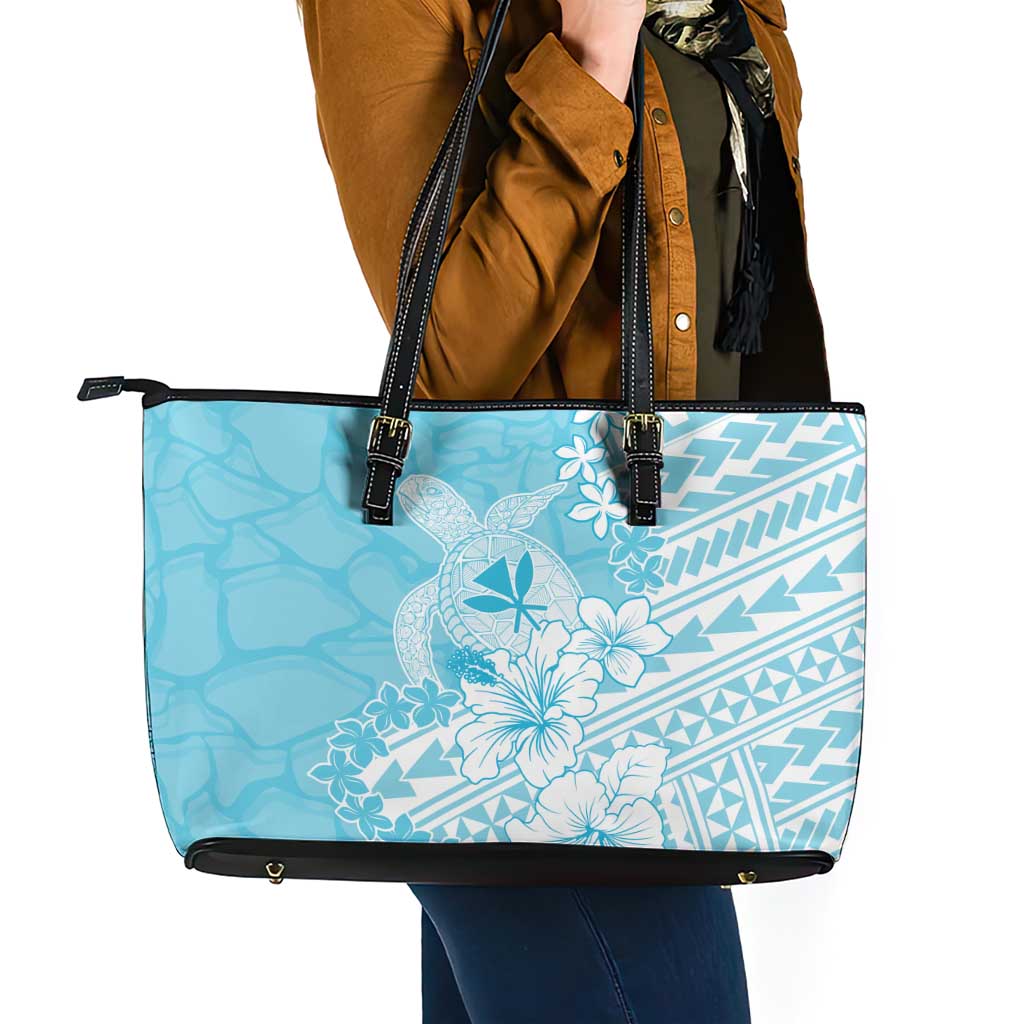 Hawaii Kanaka Maoli Leather Tote Bag Polynesian Turtle Tattoo