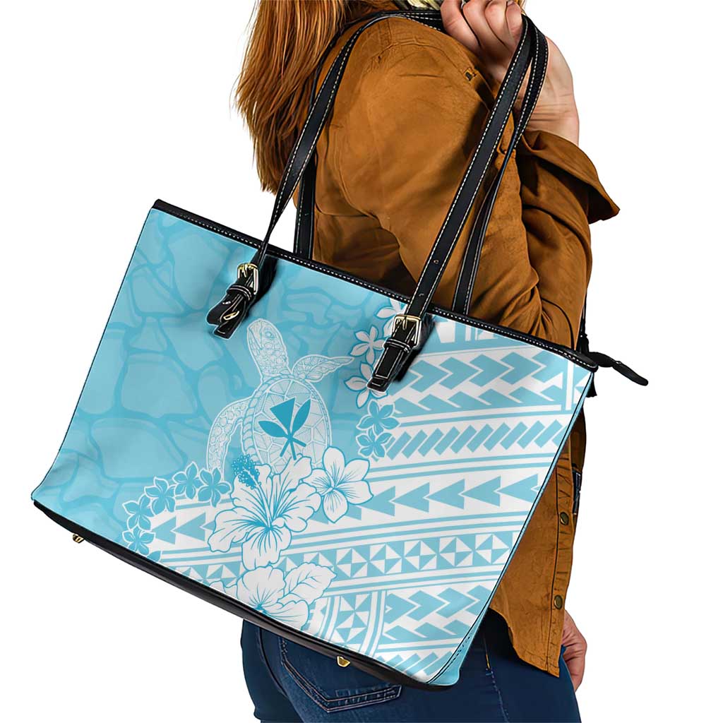 Hawaii Kanaka Maoli Leather Tote Bag Polynesian Turtle Tattoo