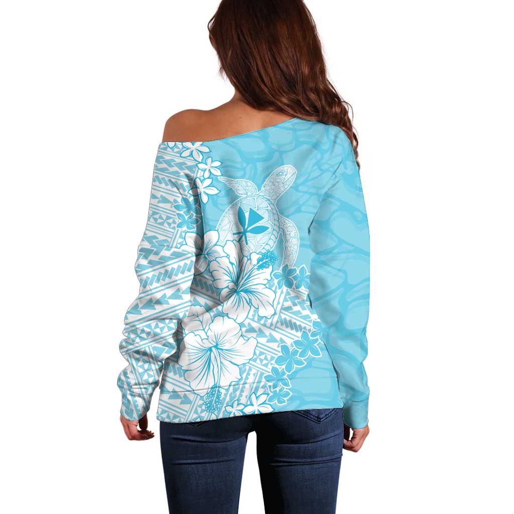 Hawaii Kanaka Maoli Off Shoulder Sweater Polynesian Turtle Tattoo