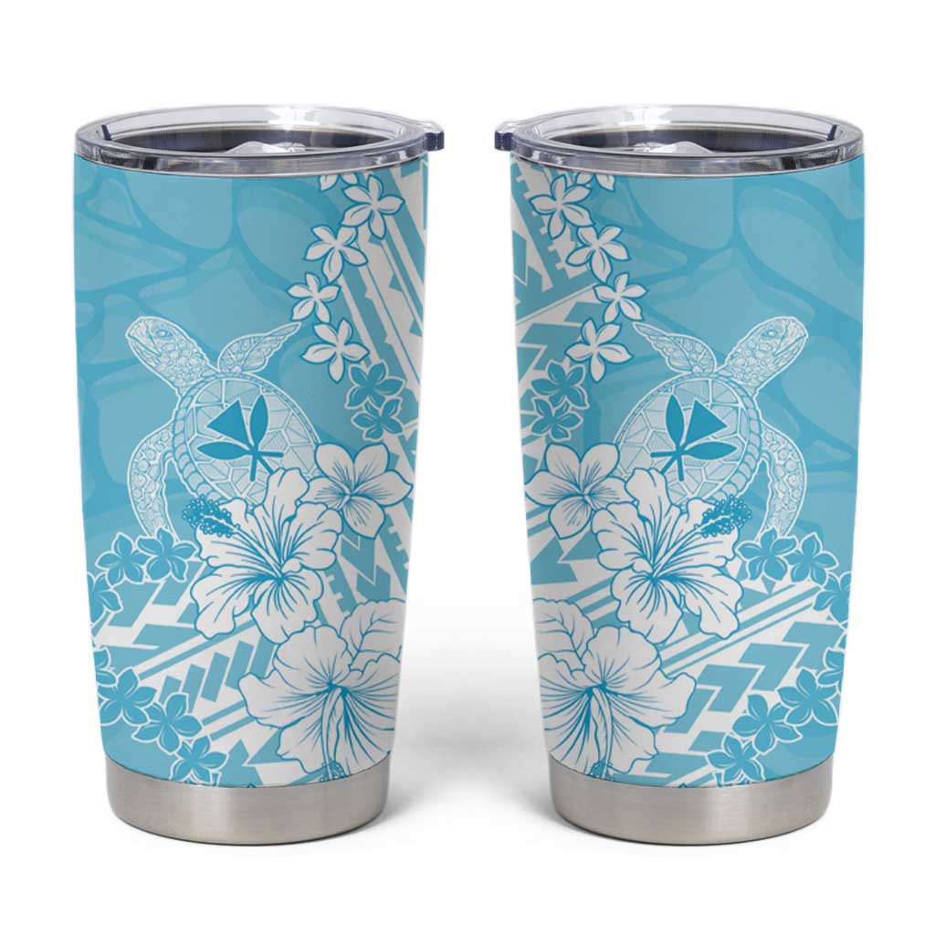 Hawaii Kanaka Maoli Tumbler Cup Polynesian Turtle Tattoo DT05 Blue - Polynesian Pride