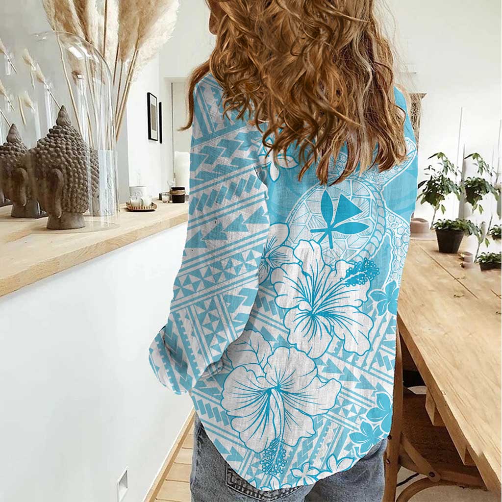Hawaii Kanaka Maoli Women Casual Shirt Polynesian Turtle Tattoo