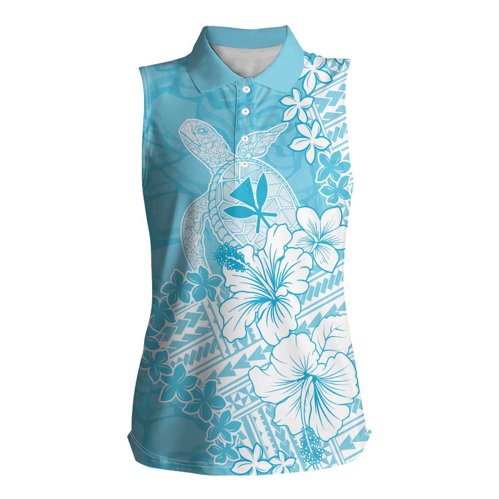 Hawaii Kanaka Maoli Women Sleeveless Polo Shirt Polynesian Turtle Tattoo