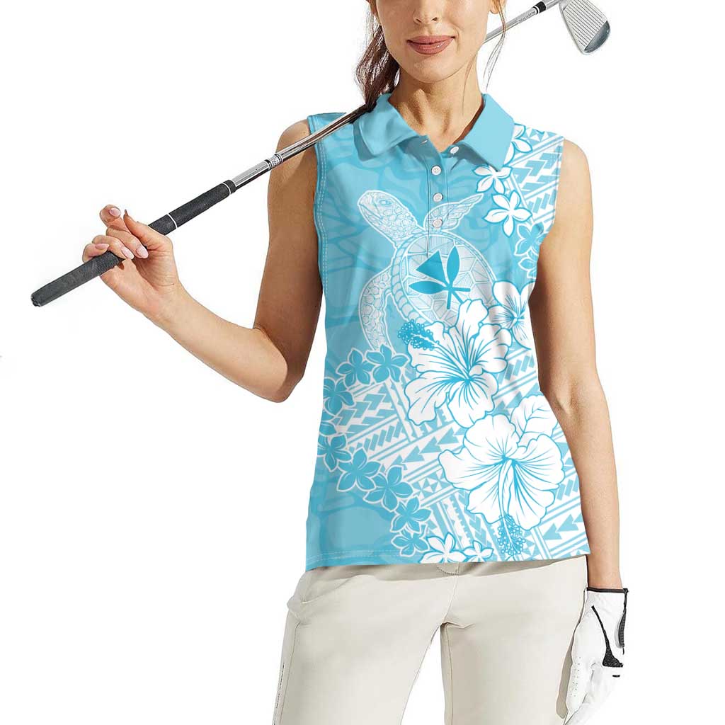 Hawaii Kanaka Maoli Women Sleeveless Polo Shirt Polynesian Turtle Tattoo