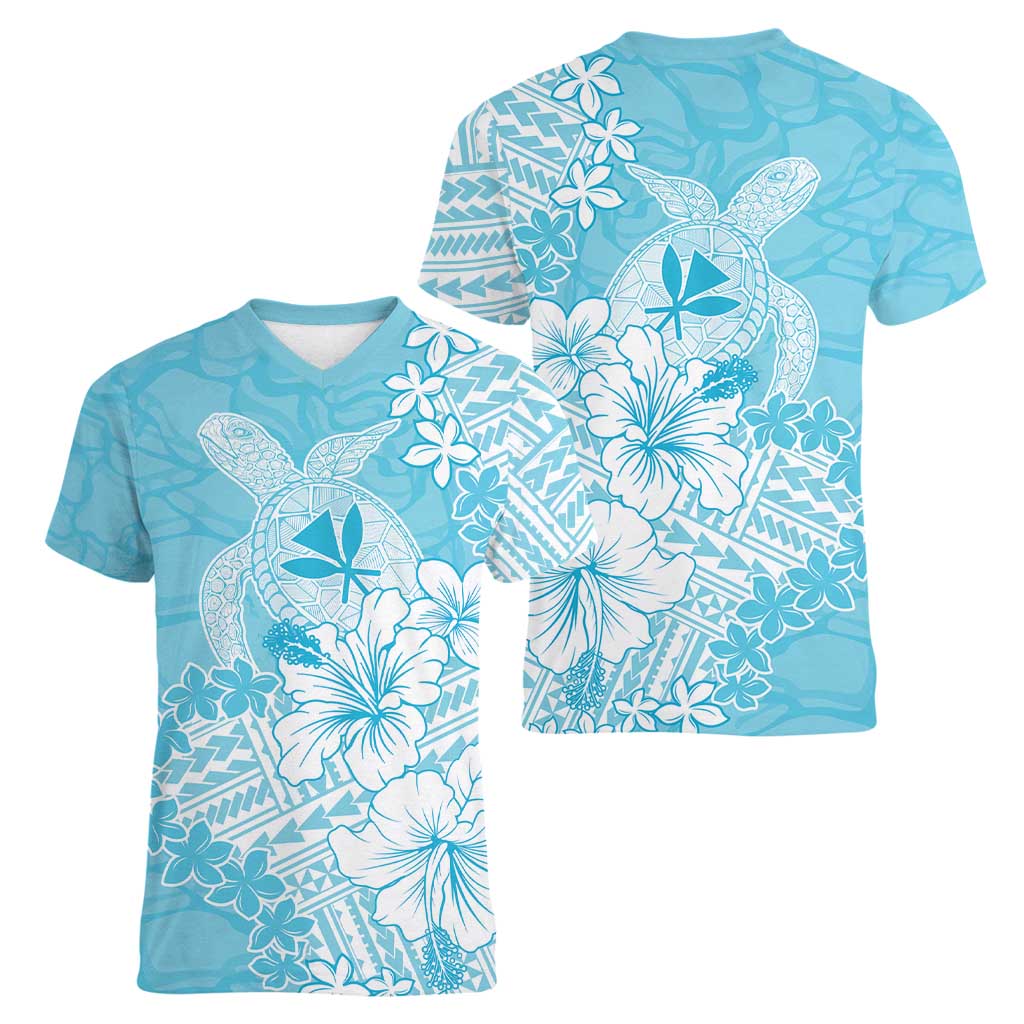 Hawaii Kanaka Maoli Women V-Neck T-Shirt Polynesian Turtle Tattoo