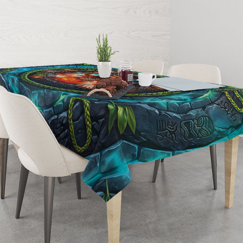 3D Illusion Nightmarchers Halloween Tablecloth Hawaiian Warrior Spirit Lava Portal