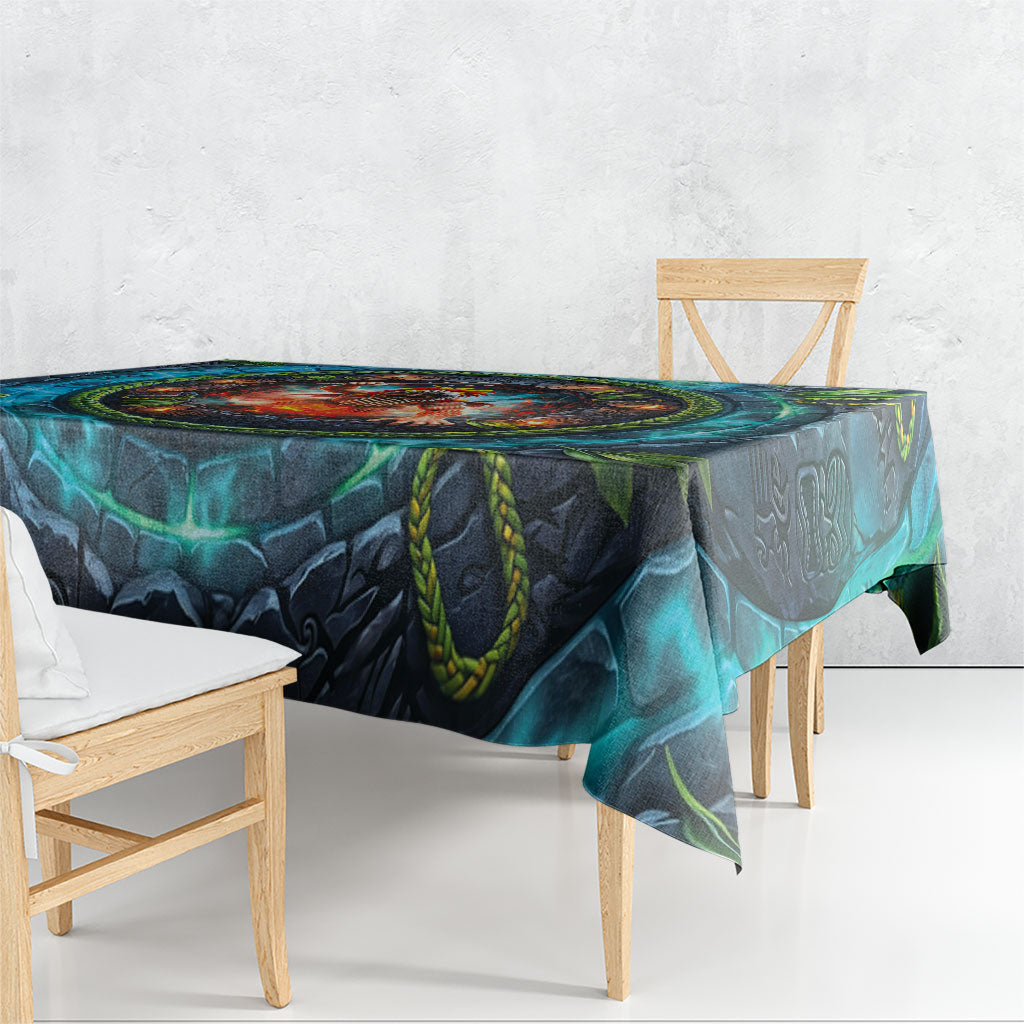 3D Illusion Nightmarchers Halloween Tablecloth Hawaiian Warrior Spirit Lava Portal