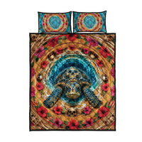3D Illusion Honu Halloween Quilt Bed Set Hawaiian Sea Turtle Skull Shell Vortex
