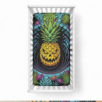 3D Illusion Pineapple Jack O Lantern Halloween Baby Bed Cover Tropical Spooky Fruit Monstera Swirl DT05 28 × 52 in Colorful - Polynesian Pride