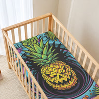 3D Illusion Pineapple Jack O Lantern Halloween Baby Bed Cover Tropical Spooky Fruit Monstera Swirl DT05 - Polynesian Pride