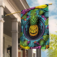 3D Illusion Pineapple Jack O Lantern Halloween Garden Flag Tropical Spooky Fruit Monstera Swirl