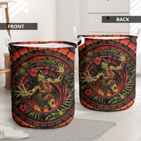3D Illusion Hula Zombie Halloween Laundry Basket Hawaiian Undead Dancer Volcano Stone Well