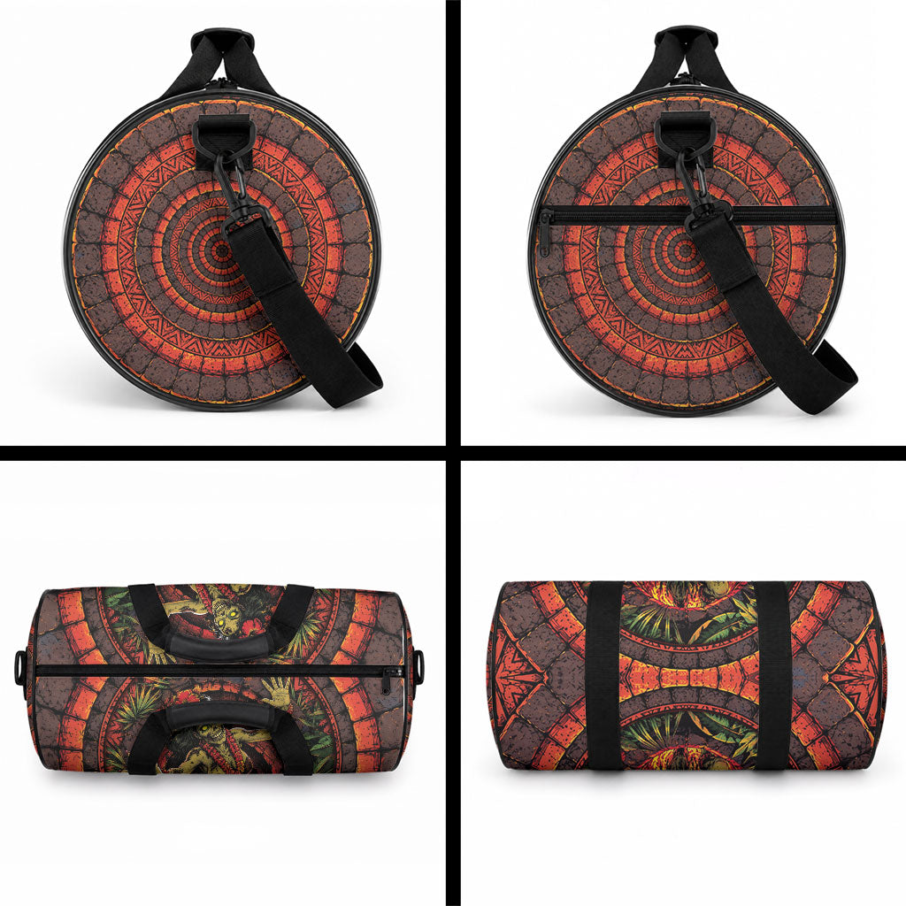 3D Illusion Hula Zombie Halloween Duffle Bag Hawaiian Undead Dancer Volcano Stone Well