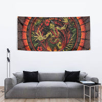 3D Illusion Hula Zombie Halloween Tapestry Hawaiian Undead Dancer Volcano Stone Well