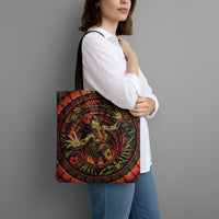 3D Illusion Hula Zombie Halloween Tote Bag Hawaiian Undead Dancer Volcano Stone Well