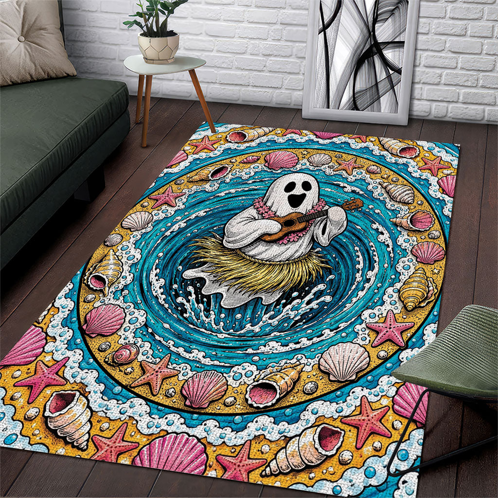 3D Illusion Hula Ghost Halloween Area Rug Hawaiian Ukulele Spirit Ocean Vortex DT05 Yellow - Polynesian Pride