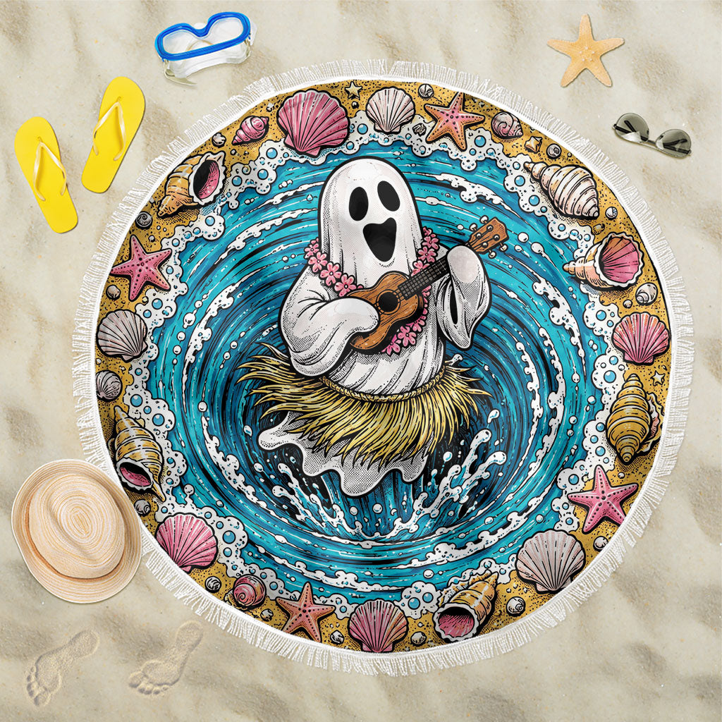 3D Illusion Hula Ghost Halloween Beach Blanket Hawaiian Ukulele Spirit Ocean Vortex DT05 One Size 150cm Yellow - Polynesian Pride