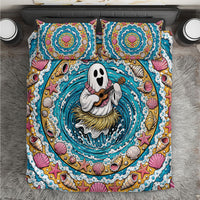 3D Illusion Hula Ghost Halloween Bedding Set Hawaiian Ukulele Spirit Ocean Vortex DT05 Yellow - Polynesian Pride