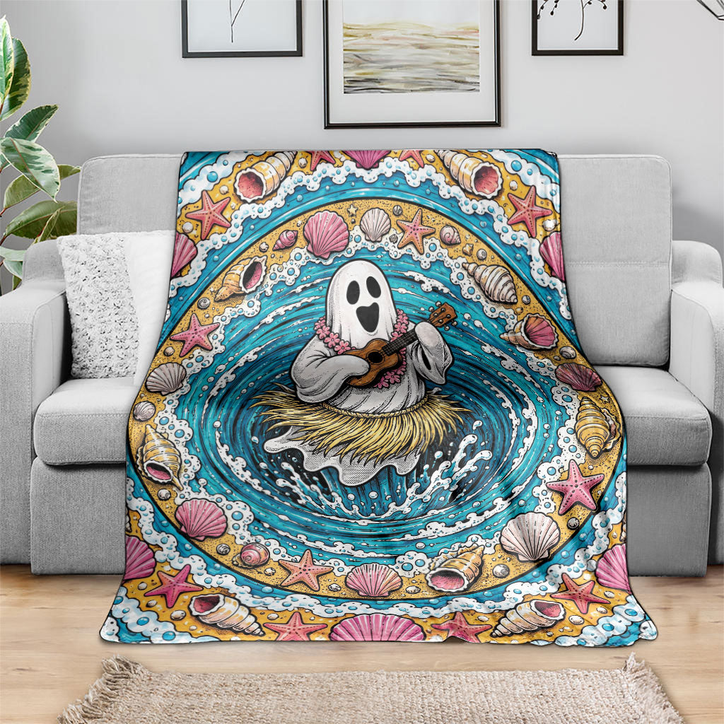 3D Illusion Hula Ghost Halloween Blanket Hawaiian Ukulele Spirit Ocean Vortex DT05 - Polynesian Pride
