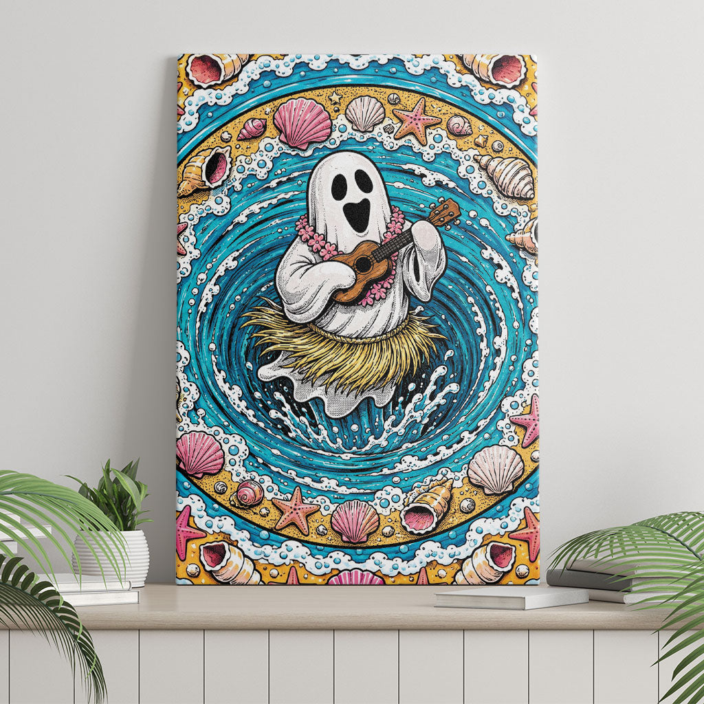 3D Illusion Hula Ghost Halloween Canvas Wall Art Hawaiian Ukulele Spirit Ocean Vortex DT05 - Polynesian Pride