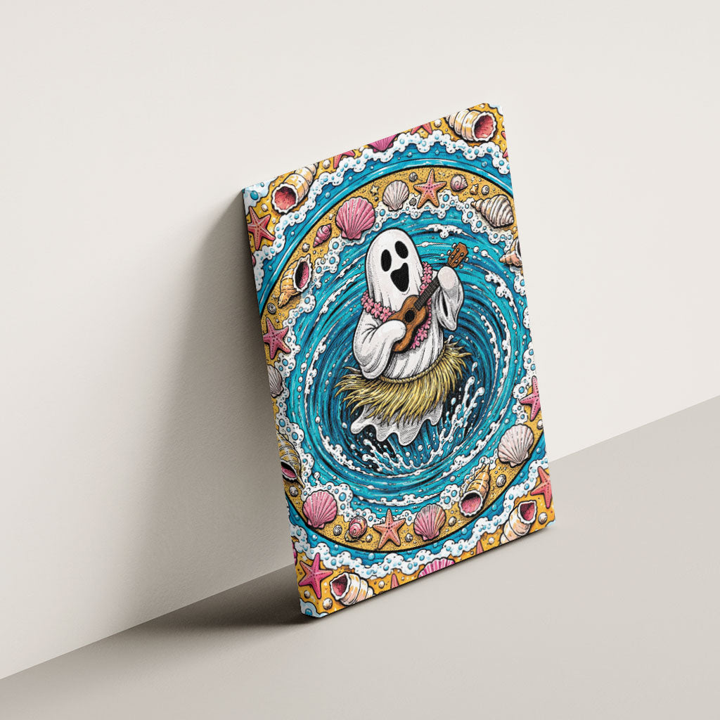 3D Illusion Hula Ghost Halloween Canvas Wall Art Hawaiian Ukulele Spirit Ocean Vortex DT05 - Polynesian Pride