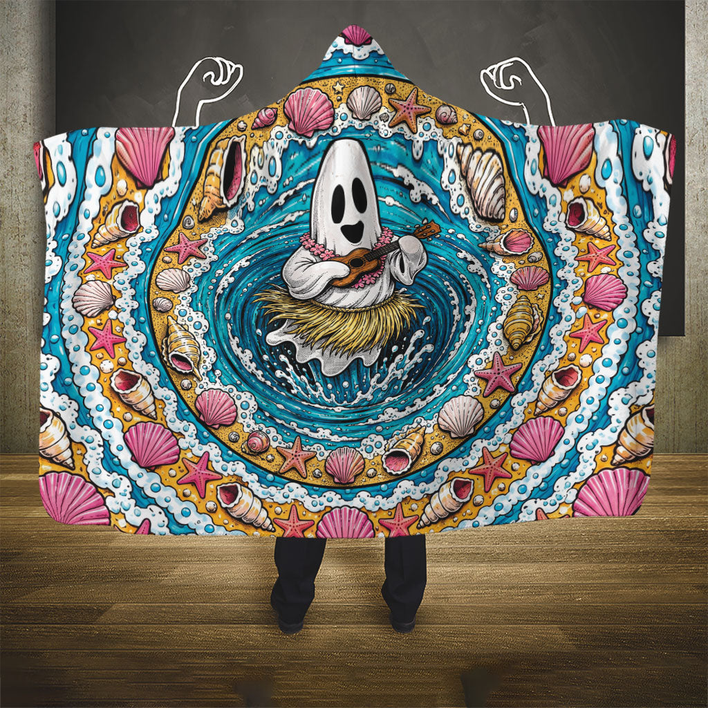 3D Illusion Hula Ghost Halloween Hooded Blanket Hawaiian Ukulele Spirit Ocean Vortex DT05 - Polynesian Pride