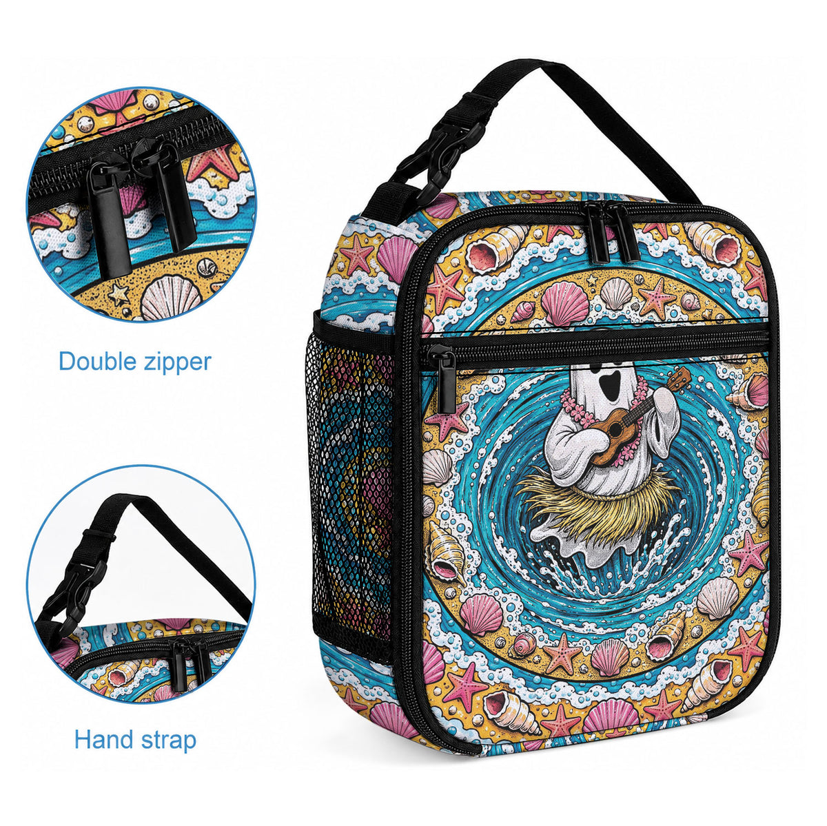 3D Illusion Hula Ghost Halloween Lunch Bag Hawaiian Ukulele Spirit Ocean Vortex DT05 - Polynesian Pride