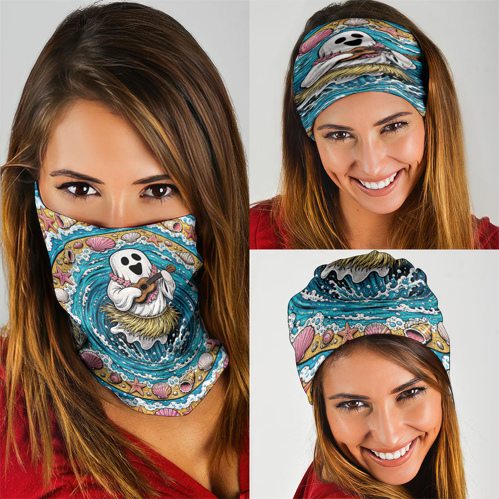3D Illusion Hula Ghost Halloween Neck Gaiter Hawaiian Ukulele Spirit Ocean Vortex DT05 - Polynesian Pride