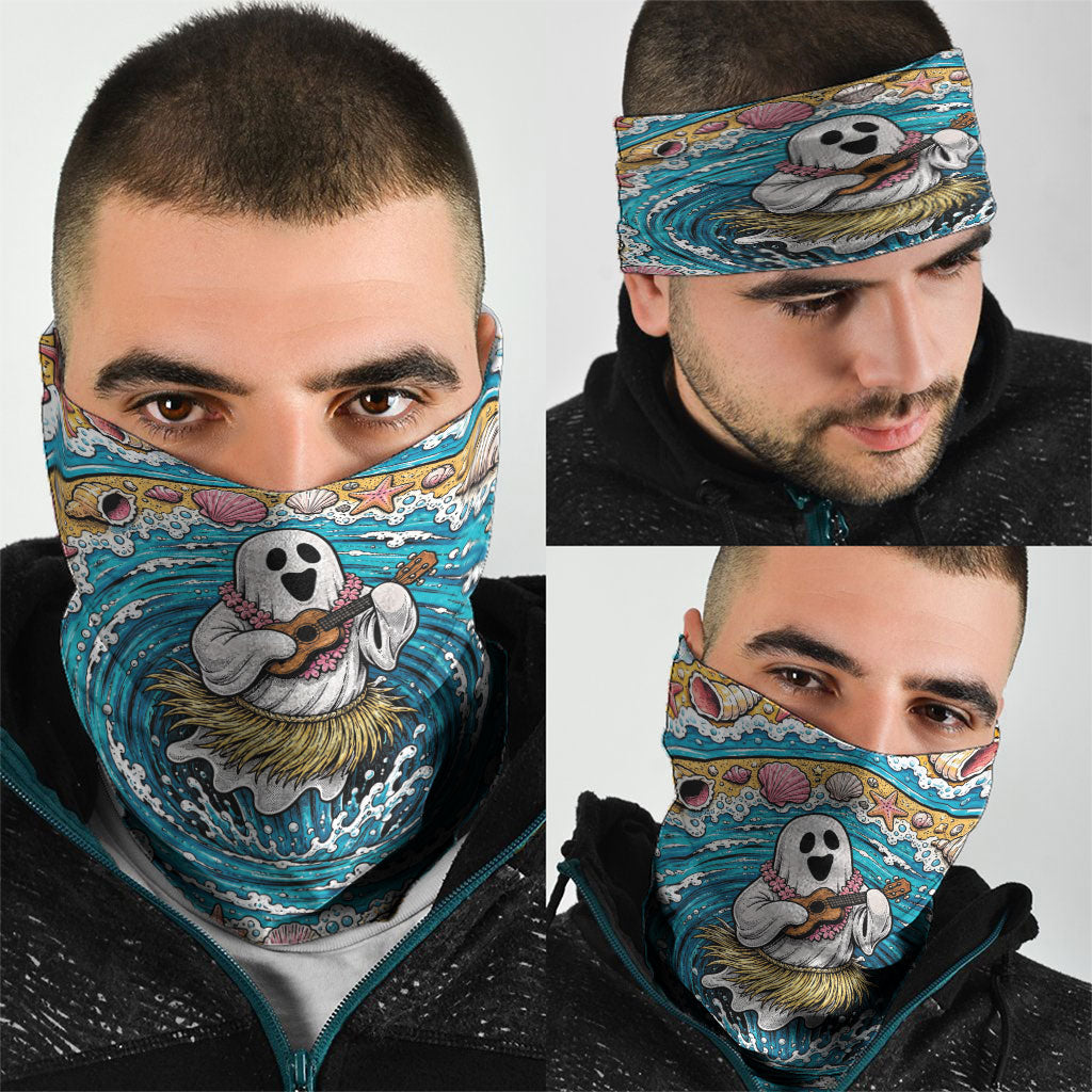 3D Illusion Hula Ghost Halloween Neck Gaiter Hawaiian Ukulele Spirit Ocean Vortex DT05 - Polynesian Pride