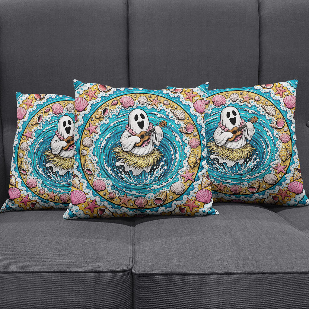3D Illusion Hula Ghost Halloween Pillow Cover Hawaiian Ukulele Spirit Ocean Vortex DT05 - Polynesian Pride
