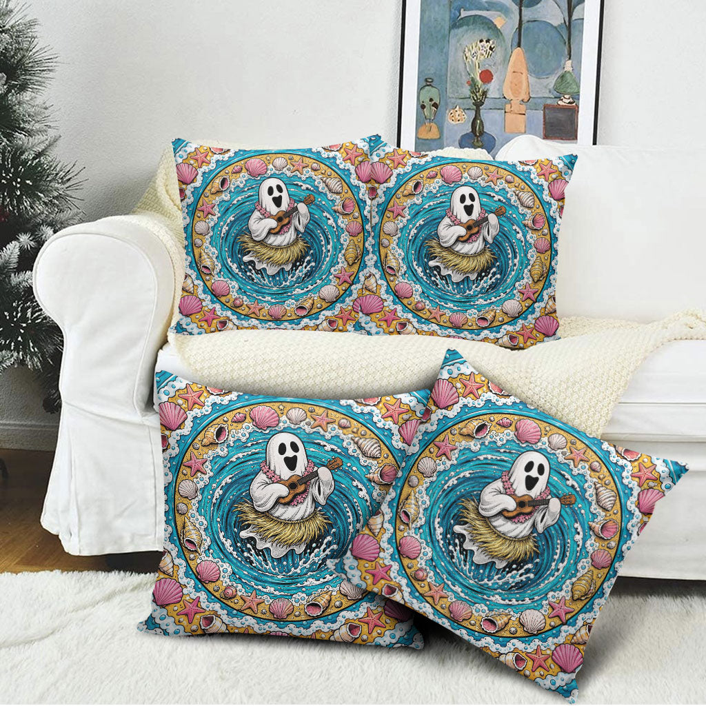 3D Illusion Hula Ghost Halloween Pillow Cover Hawaiian Ukulele Spirit Ocean Vortex DT05 - Polynesian Pride