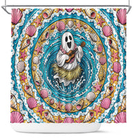 3D Illusion Hula Ghost Halloween Shower Curtain Hawaiian Ukulele Spirit Ocean Vortex DT05 Yellow - Polynesian Pride