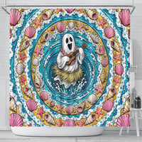 3D Illusion Hula Ghost Halloween Shower Curtain Hawaiian Ukulele Spirit Ocean Vortex DT05 - Polynesian Pride