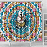 3D Illusion Hula Ghost Halloween Shower Curtain Hawaiian Ukulele Spirit Ocean Vortex DT05 - Polynesian Pride