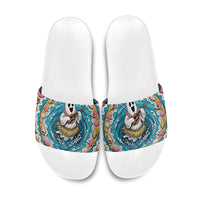 3D Illusion Hula Ghost Halloween Slide Sandals Hawaiian Ukulele Spirit Ocean Vortex DT05 Yellow - Polynesian Pride