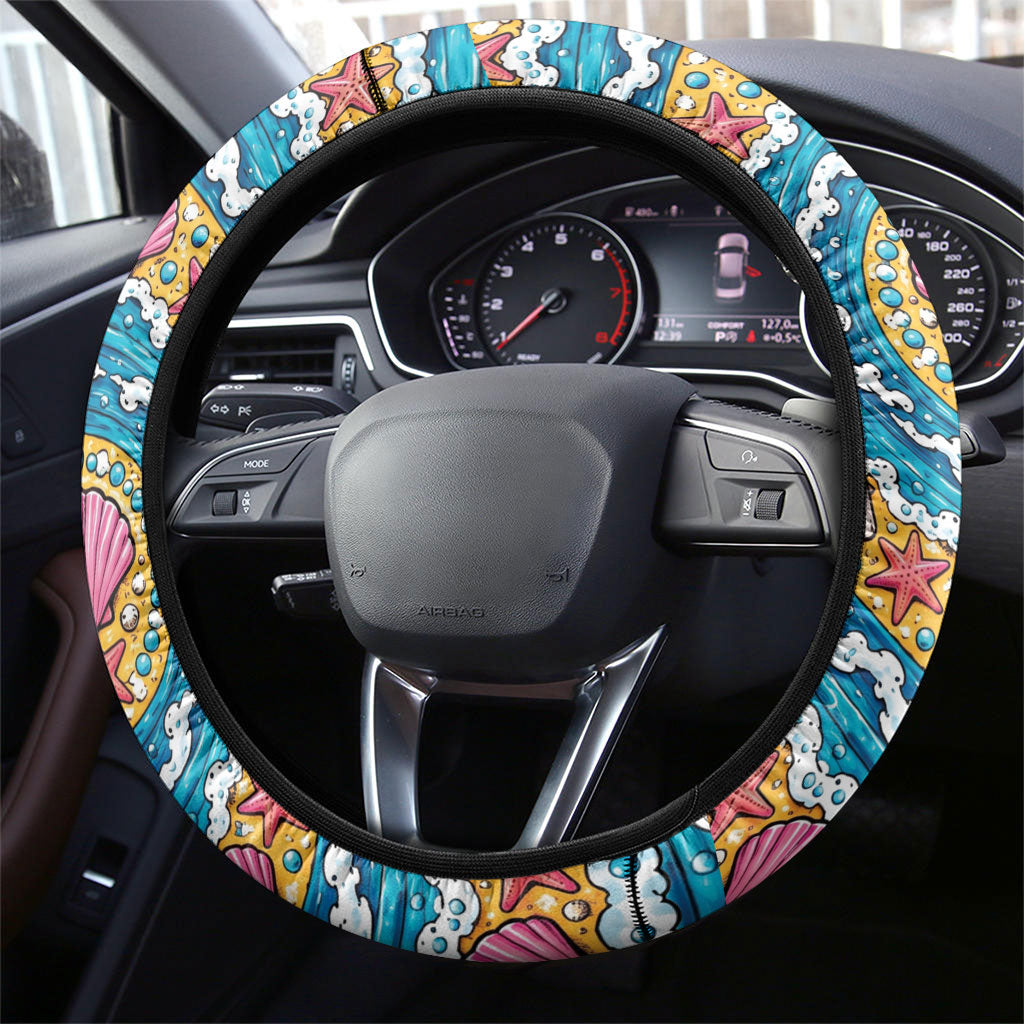 3D Illusion Hula Ghost Halloween Steering Wheel Cover Hawaiian Ukulele Spirit Ocean Vortex DT05 - Polynesian Pride