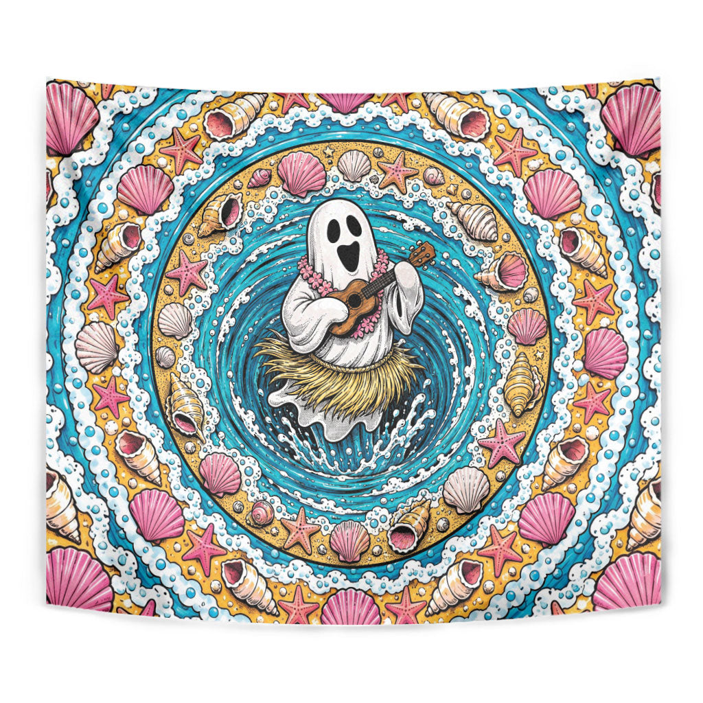 3D Illusion Hula Ghost Halloween Tapestry Hawaiian Ukulele Spirit Ocean Vortex DT05 - Polynesian Pride