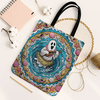 3D Illusion Hula Ghost Halloween Tote Bag Hawaiian Ukulele Spirit Ocean Vortex DT05 Black Strap One Size Yellow - Polynesian Pride