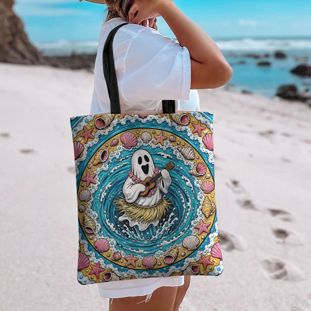 3D Illusion Hula Ghost Halloween Tote Bag Hawaiian Ukulele Spirit Ocean Vortex DT05 - Polynesian Pride