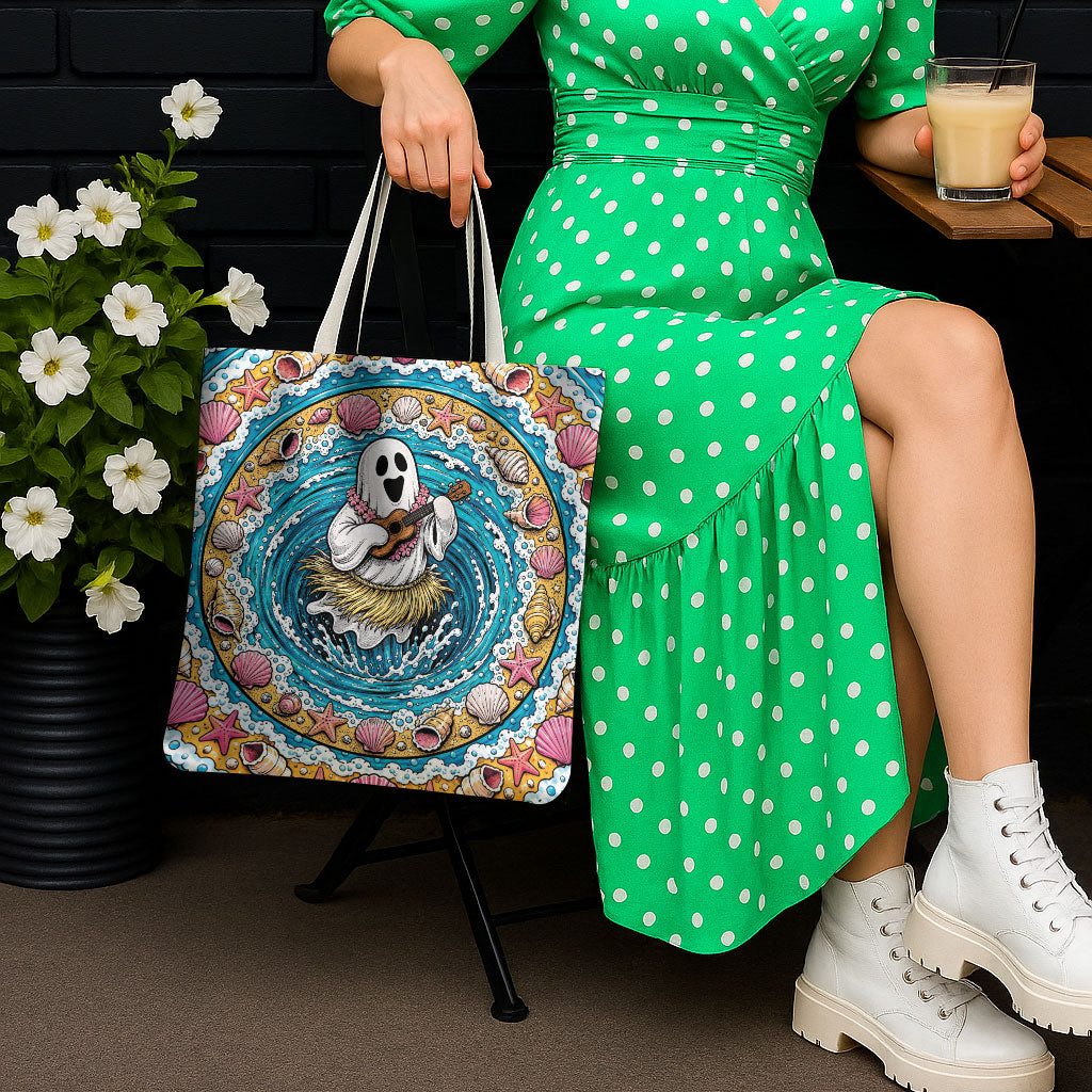 3D Illusion Hula Ghost Halloween Tote Bag Hawaiian Ukulele Spirit Ocean Vortex DT05 - Polynesian Pride