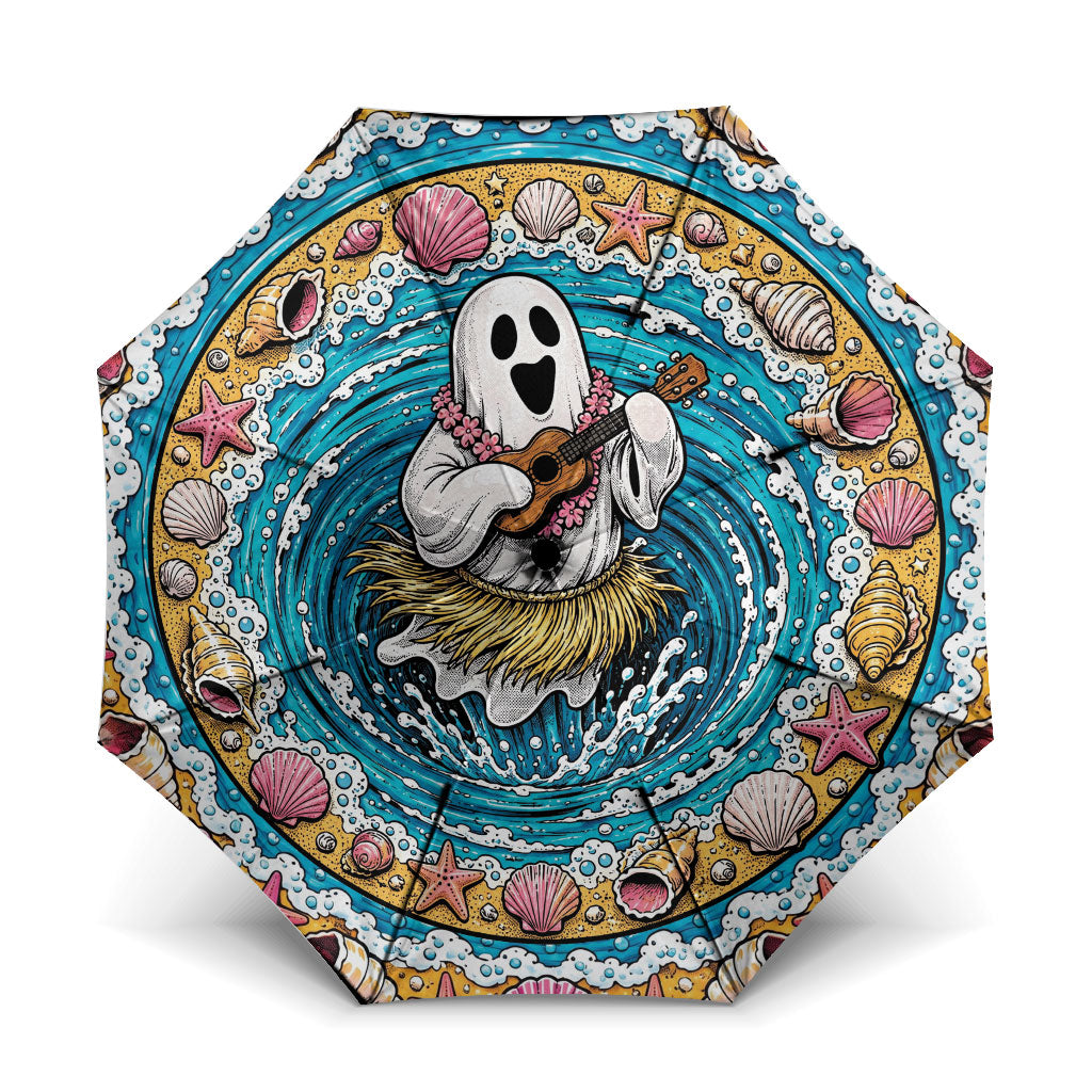 3D Illusion Hula Ghost Halloween Umbrella Hawaiian Ukulele Spirit Ocean Vortex DT05 One Size Folded 11.42 inch Opened Diameter 37.4 inch Yellow - Polynesian Pride