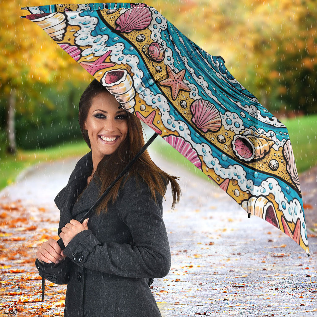 3D Illusion Hula Ghost Halloween Umbrella Hawaiian Ukulele Spirit Ocean Vortex DT05 - Polynesian Pride