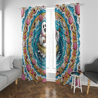 3D Illusion Hula Ghost Halloween Window Curtain Hawaiian Ukulele Spirit Ocean Vortex DT05 With Grommets Yellow - Polynesian Pride