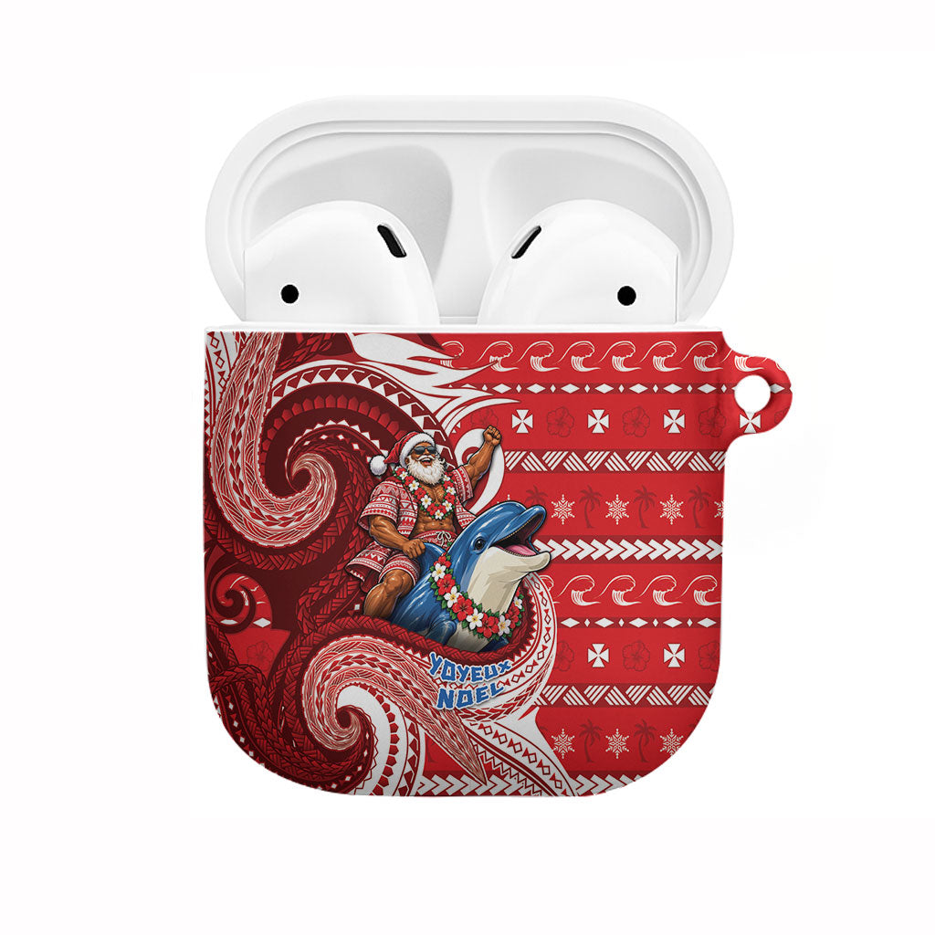 Wallis And Futuna Christmas AirPods Case Santa Riding Ocean Dolphin