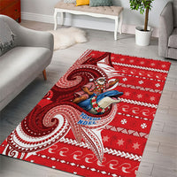 Wallis And Futuna Christmas Area Rug Santa Riding Ocean Dolphin DT05 - Polynesian Pride