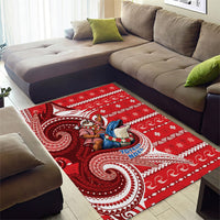 Wallis And Futuna Christmas Area Rug Santa Riding Ocean Dolphin DT05 - Polynesian Pride