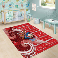 Wallis And Futuna Christmas Area Rug Santa Riding Ocean Dolphin DT05 - Polynesian Pride