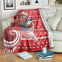 Wallis And Futuna Christmas Blanket Santa Riding Ocean Dolphin