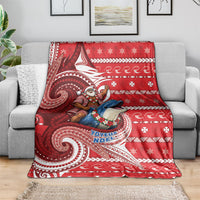 Wallis And Futuna Christmas Blanket Santa Riding Ocean Dolphin