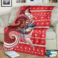 Wallis And Futuna Christmas Blanket Santa Riding Ocean Dolphin