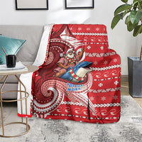 Wallis And Futuna Christmas Blanket Santa Riding Ocean Dolphin